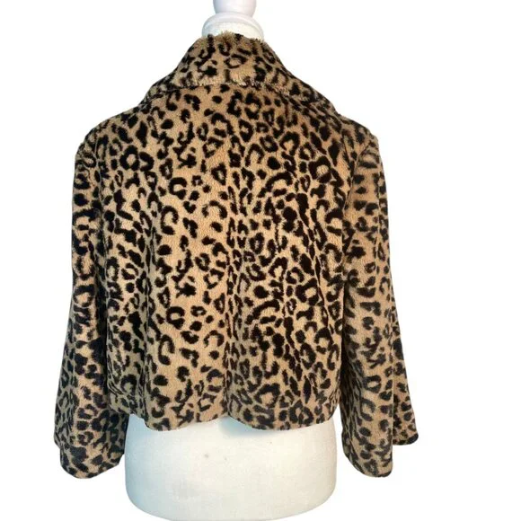 CAbi Vintage 179 Lola Cropped Faux Fur Leopard Print Indie Sleaze Jacket Size M - Picture 4 of 11